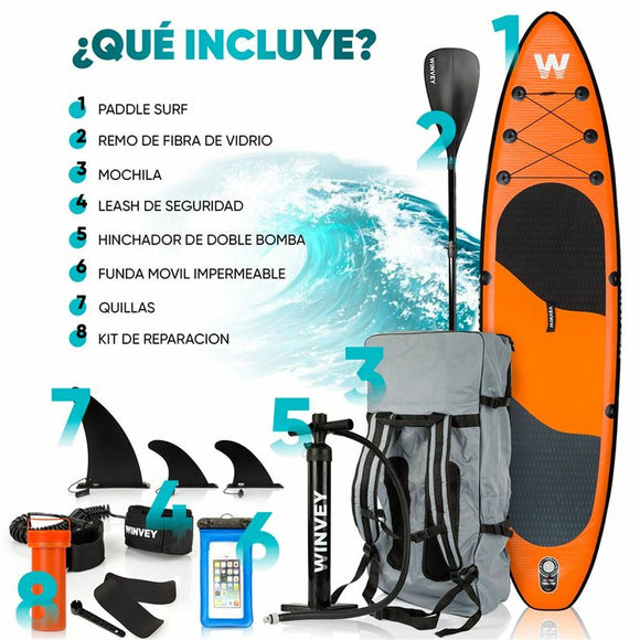 Inflatable Paddle Surf Board with Accessories Winvey SUP-O Orange-0