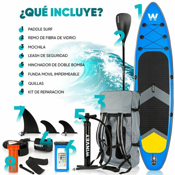 Inflatable Paddle Surf Board with Accessories Winvey SUP-B Blue-0