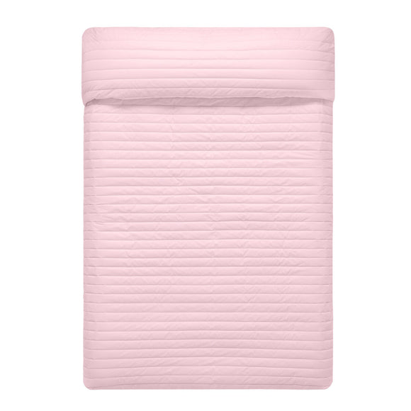 Reversible Bedspread HappyFriday Basic Dash Pink Navy Blue 270 x 260 cm-0