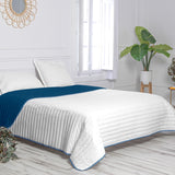 Reversible Bedspread HappyFriday Basic Dash White Navy Blue 180 x 260 cm-2