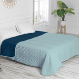 Reversible Bedspread HappyFriday Basic Arista Navy Blue Mint 270 x 260 cm-5