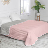 Reversible Bedspread HappyFriday Basic Arista Grey Light Pink 260 x 260 cm-6