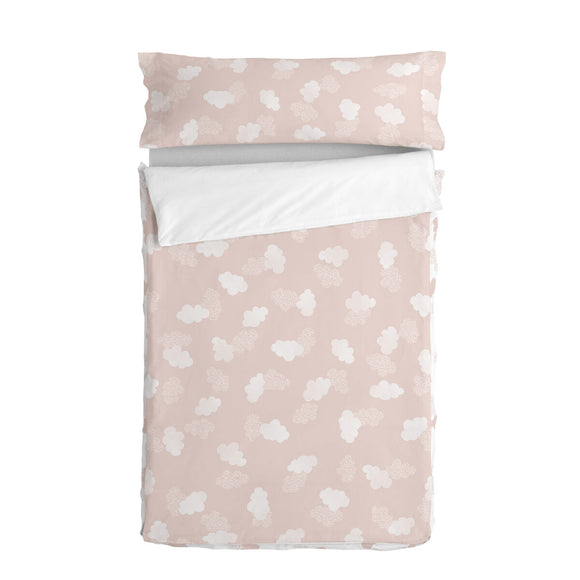 Quilt Cover without Filling HappyFriday Basic Kids Clouds Pink 105 x 200 cm-0