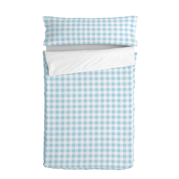 Quilted Zipper Bedding HappyFriday Basic Blue 105 x 200 cm Gingham-0