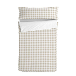 Quilted Zipper Bedding HappyFriday Basic Beige 105 x 200 cm Gingham-0