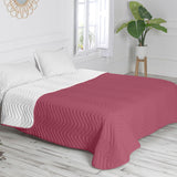 Reversible Bedspread HappyFriday Basic Arista White Magenta 270 x 260 cm-6