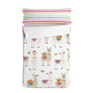 Quilt Cover without Filling HappyFriday Moshi Moshi Cute Llamas Multicolour 90 x 200 cm-0