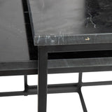 Side table 50 x 50 x 46 cm Black Metal Marble (2 Units)-3