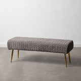 Bench 111 x 44 x 41,5 cm Synthetic Fabric Grey Metal-1