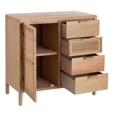 Hall Table with Drawers HONEY 80 x 40 x 82 cm Natural Wood Rattan-0