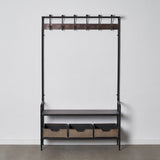 Hall Table with Drawers BRICK Coat rack Brown Black Iron 111 x 37 x 185 cm-8