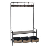 Hall Table with Drawers BRICK Coat rack Brown Black Iron 111 x 37 x 185 cm-7