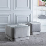 Pouffe Synthetic Fabric Grey Wood 60 x 60 x 40 cm-6