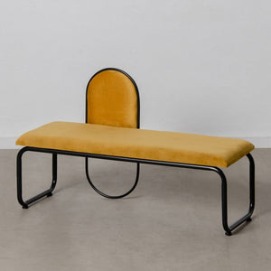 Bench 110 x 40 x 68 cm Synthetic Fabric Metal Ocre-0