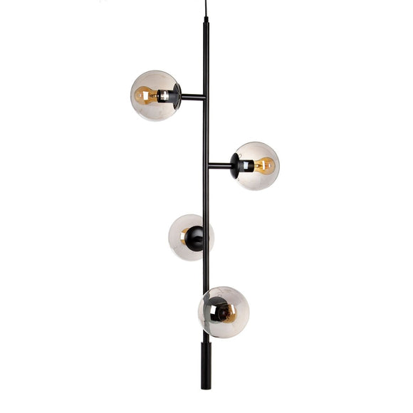 Ceiling Light 40 x 40 x 234 cm Crystal Black Metal Ø 15 cm Modern-0