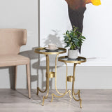 Set of 2 tables Golden Smoked 38,5 x 38,5 x 61 cm (2 Units)-1