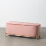 Bench 104,5 x 39 x 42 cm Synthetic Fabric Pink Metal-0