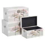 Set of Chests 65 x 38 x 35 cm Flowers Canvas DMF (3 Pieces)-6