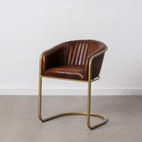 Dining Chair Brown Golden Leather Iron 55 x 53 x 74 cm-10