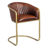 Dining Chair Brown Golden Leather Iron 55 x 53 x 74 cm-0