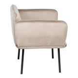 Armchair Synthetic Fabric Beige Metal-8