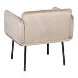 Armchair Synthetic Fabric Beige Metal-7