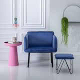 Armchair Synthetic Fabric Blue Metal-9