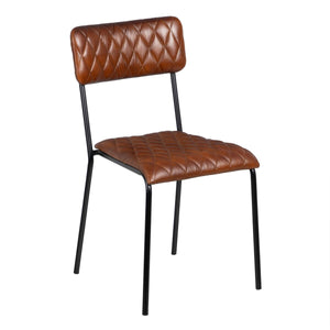 Dining Chair Brown Black Leather Iron 45 x 53 x 86 cm-0