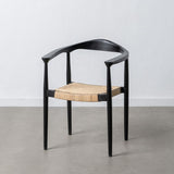 Dining Chair Black Natural Rattan Teak 59 x 58 x 76,5 cm-10