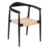 Dining Chair Black Natural Rattan Teak 59 x 58 x 76,5 cm-0