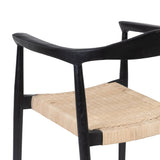 Dining Chair Black Natural Rattan Teak 59 x 58 x 76,5 cm-4