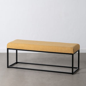 Bench Synthetic Fabric Metal Mustard 120 x 40 x 45 cm-0