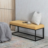 Bench Synthetic Fabric Metal Mustard 120 x 40 x 45 cm-5