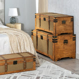 Set of Chests 90 x 47 x 45 cm Synthetic Fabric Wood (3 Pieces)-9