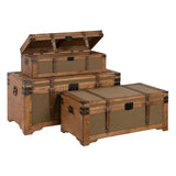 Set of Chests 90 x 47 x 45 cm Synthetic Fabric Wood (3 Pieces)-8