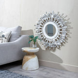 Wall mirror Teak White 80 x 8 x 80 cm-6