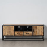 TV furniture MARA Natural Black Wood Iron 150 x 40 x 55 cm-10