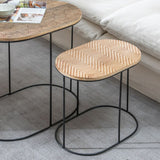 Side table 60 x 39,5 x 60 cm Natural Black Metal Wood (2 Units)-10