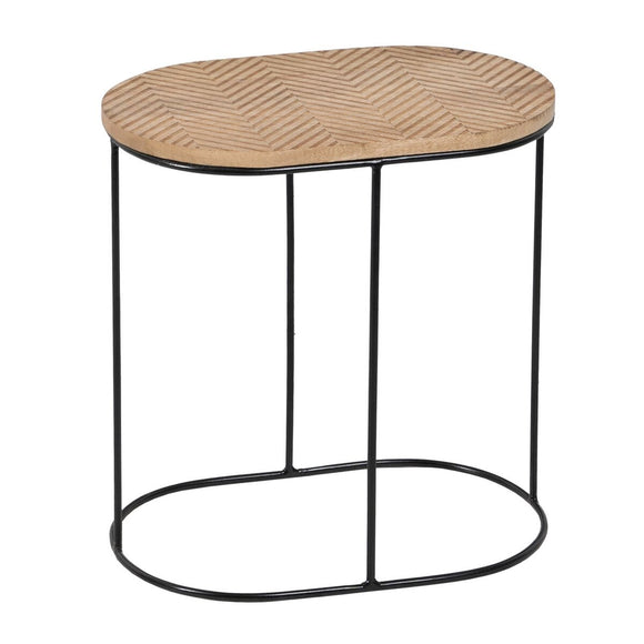 Side table 60 x 39,5 x 60 cm Natural Black Metal Wood (2 Units)-0