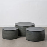Side table 66 x 66 x 34,5 cm Black Aluminium (3 Units)-0