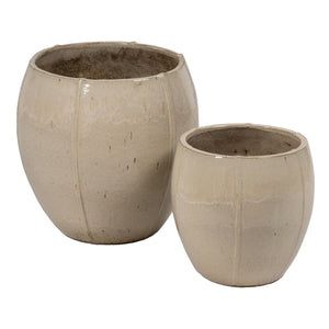 Set of Planters Cream Ceramic 55 x 55 x 55 cm (2 Units)-0