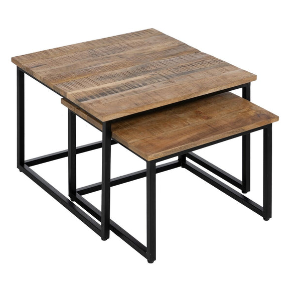 Set of 2 tables Black Natural 60 x 60 x 42 cm (2 Units)-0