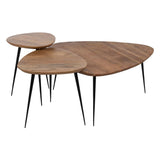 Set of 3 tables Black Natural Iron Acacia 86 x 81 x 43 cm (3 Units)-0