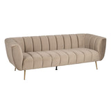 3-Seater Sofa Champagne Golden Rubber wood Velvet 226 x 86 x 76 cm-0