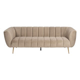 3-Seater Sofa Champagne Golden Rubber wood Velvet 226 x 86 x 76 cm-8