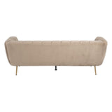 3-Seater Sofa Champagne Golden Rubber wood Velvet 226 x 86 x 76 cm-7