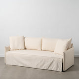 Sofabed 200 x 94 x 86 cm Synthetic Fabric Cream-1