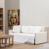 Sofabed 200 x 94 x 86 cm Synthetic Fabric Cream-10