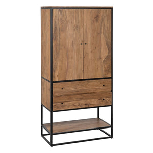 Cupboard LENNOX Black Natural 90 x 45 x 190 cm-0