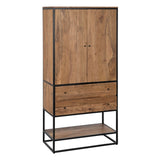 Cupboard LENNOX Black Natural 90 x 45 x 190 cm-0